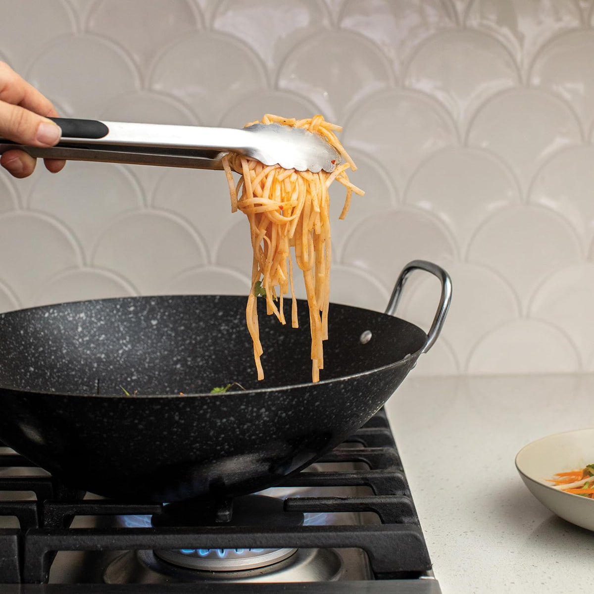 Nordic Ware Basalt Aluminized Steel Spun Wok, 14-Inch, Ceramic Coating
