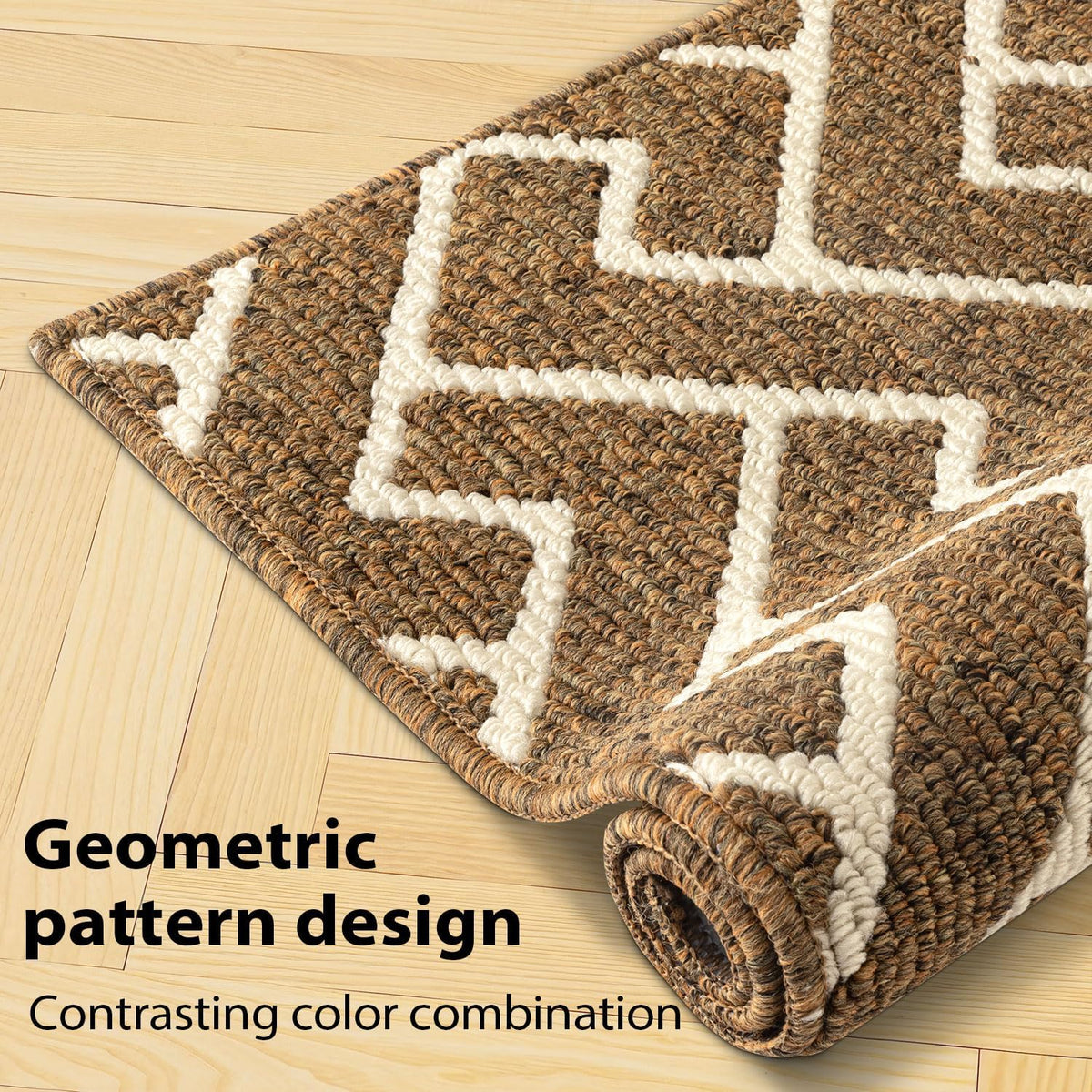 hicorfe Kitchen Rugs and Mats Sets,Non-Slip 2 Pieces Absorbent 100% Polypropylene Rug,Comfort Kitchen Runner Mat,Washable for Kitchen,Sink,Laundry(20" x 31.5" Plus 20" x 48",Brown)