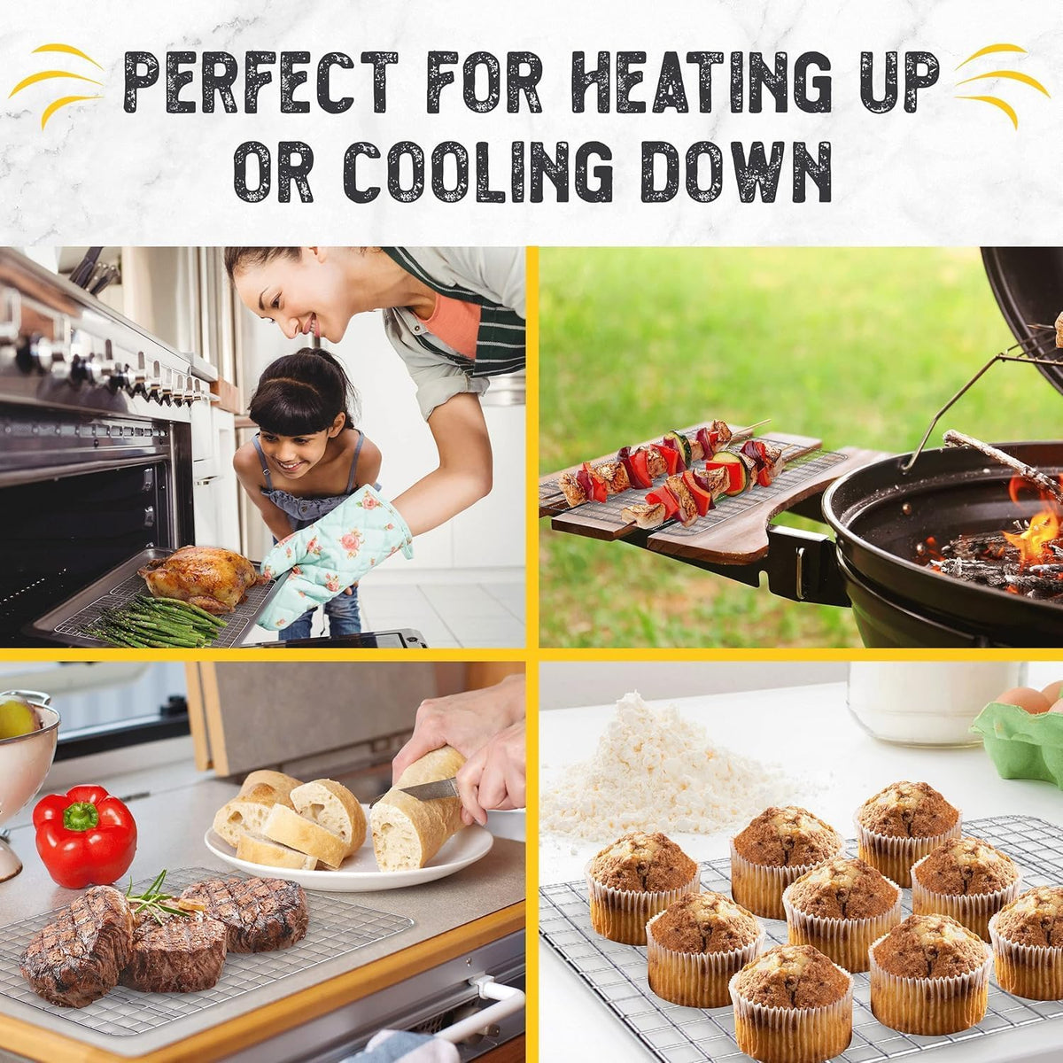 Checkered Chef Cooling Rack for Cooking and Baking - 8” x 11 ¾" Stainless Steel, Oven Safe Grid Wire Cookie Cooling Racks