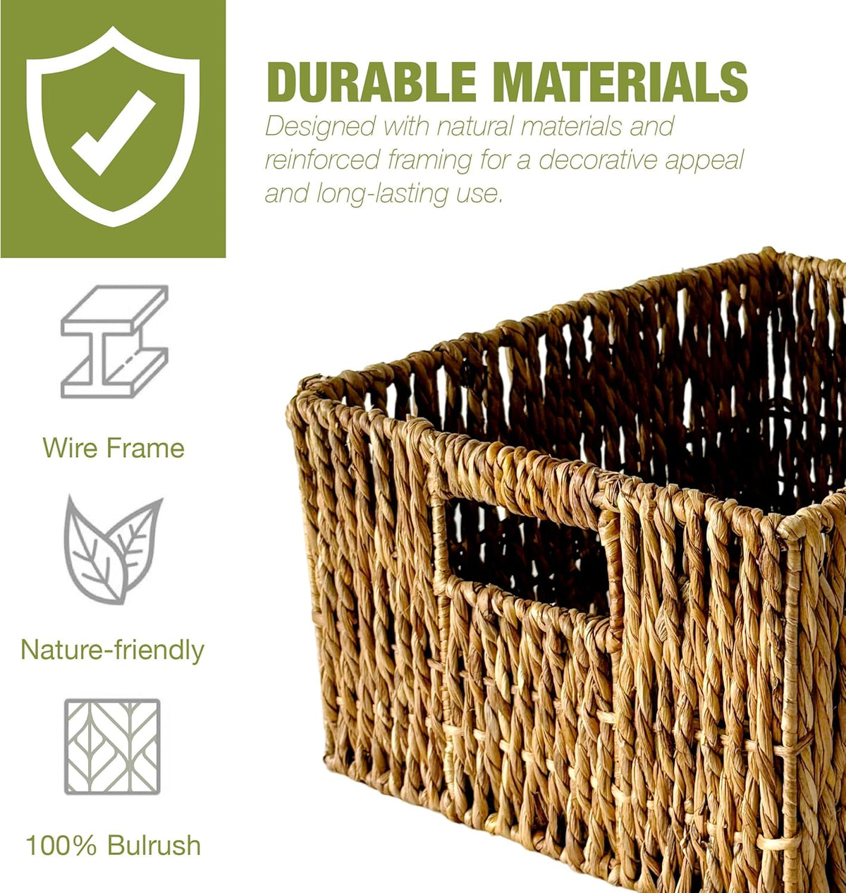 Wicker Basket Set – Stackable Storage Bins for Organizing Pantry & Kitchen – 1 Medium Basket + 1 Small Baskets with Handle – Wicker Storage Baskets for Shelves & More