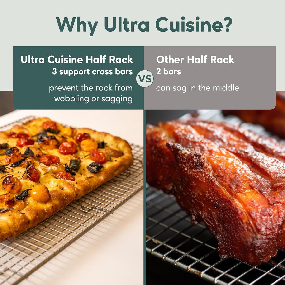 Ultra Cuisine Heavy Duty Cooling Rack for Cooking and Baking - Professional Grade Premium100% Stainless Steel Baking Rack & Wire Cooling Mesh for Roasting & Grilling - Dishwasher Safe - 11.5" x 16.5"