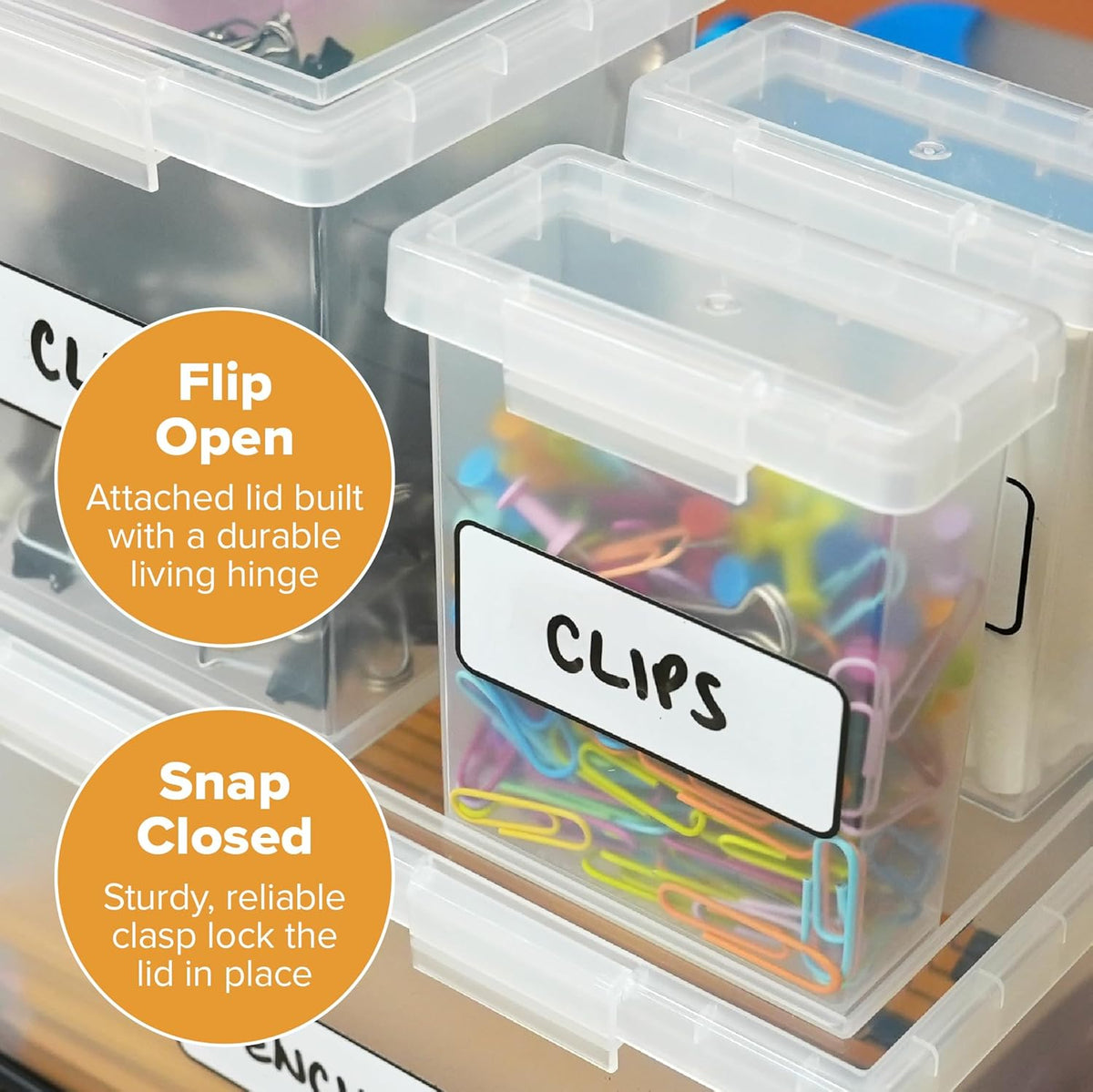 Bostitch Konnect Storage Containers with Lids, Organizer, Clear Plastic Box, Stackable Nesting Bins, Small, 2 Pack