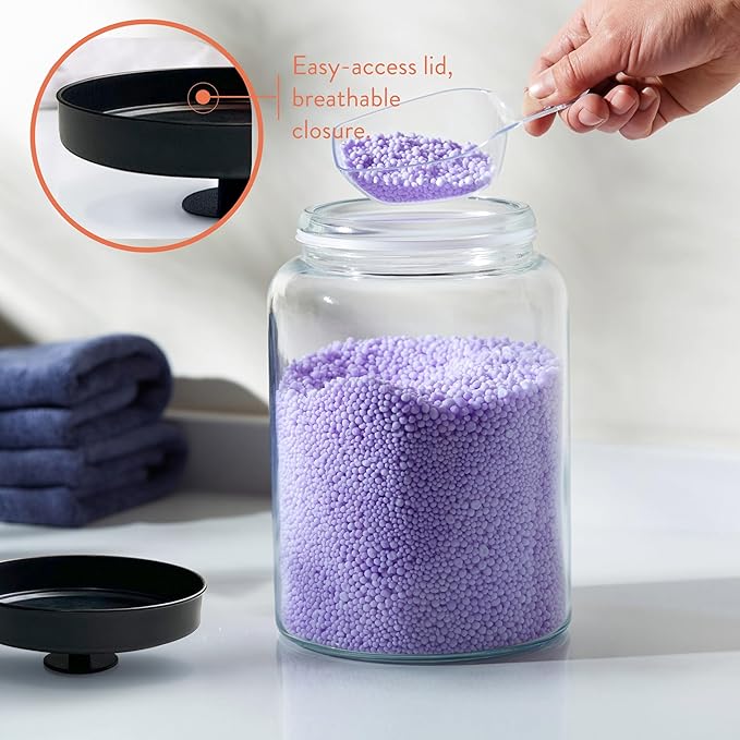 KooK Glass Storage Containers with Lids, Glass Jar with Lid, 1 Gallon, Set of 2, Glass Canister, Storage, Laundry, Kitchen Jar, (Circular, Black)