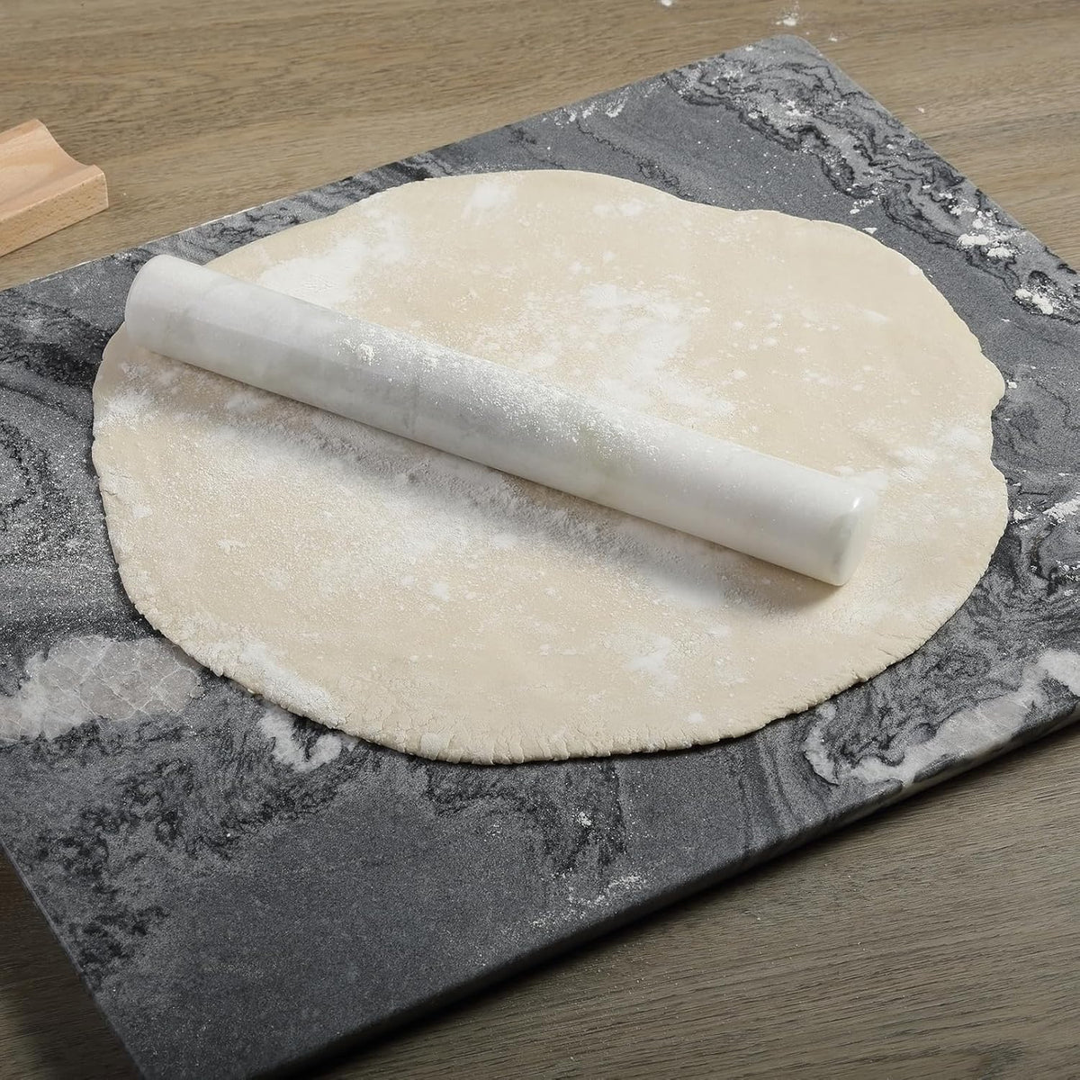 Koville African Natural Marble French Rolling Pin, 16inch Non-Stick Rolling Pin for Baking, Dough Roller for Pasta, Dumpling, Fondant, Pie, Bread, Pizza, Kitchen Baking Tools(Namib Fantasy)