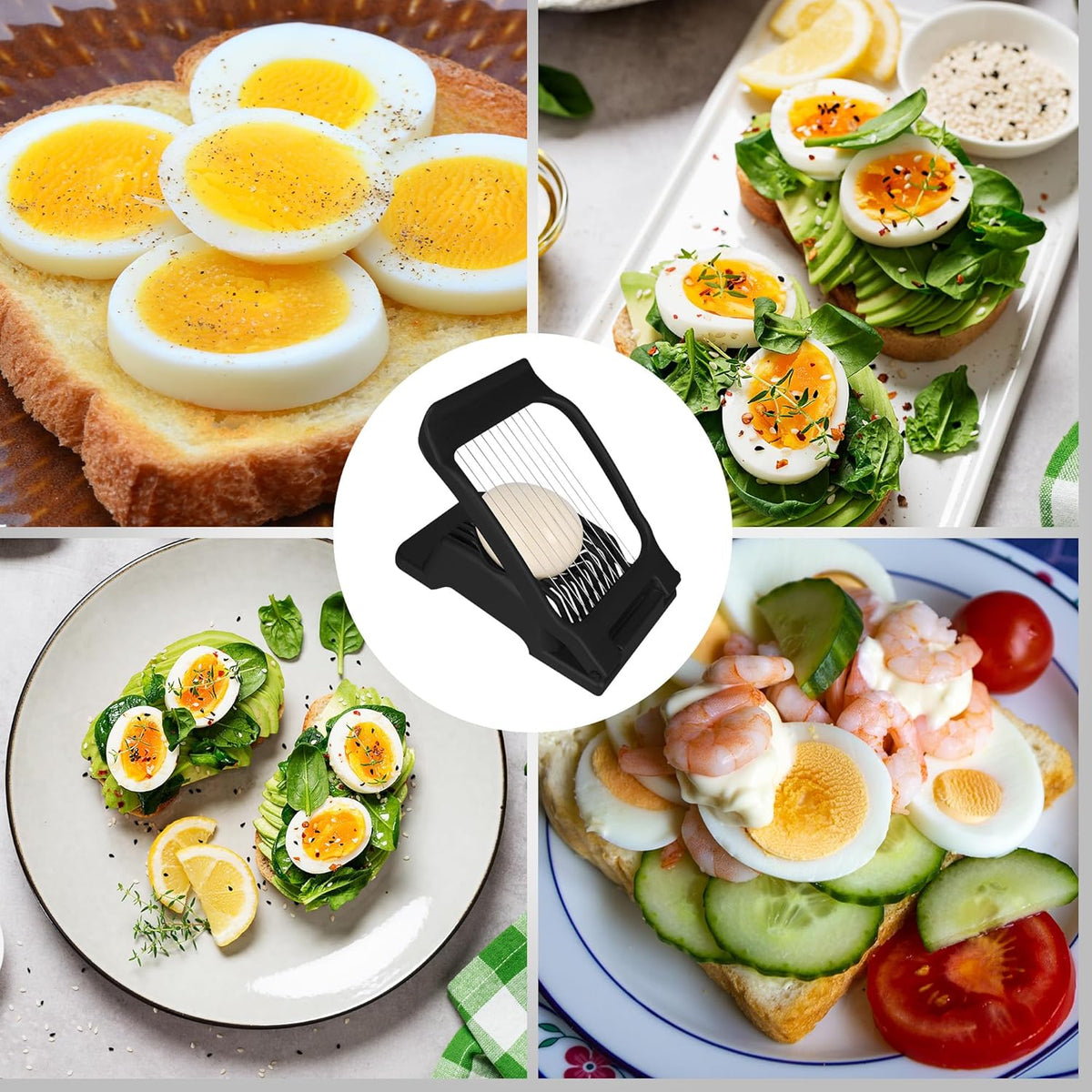 Egg Slicer for Hard Boiled Eggs Egg Cutter Strawberry Slicer (Black)