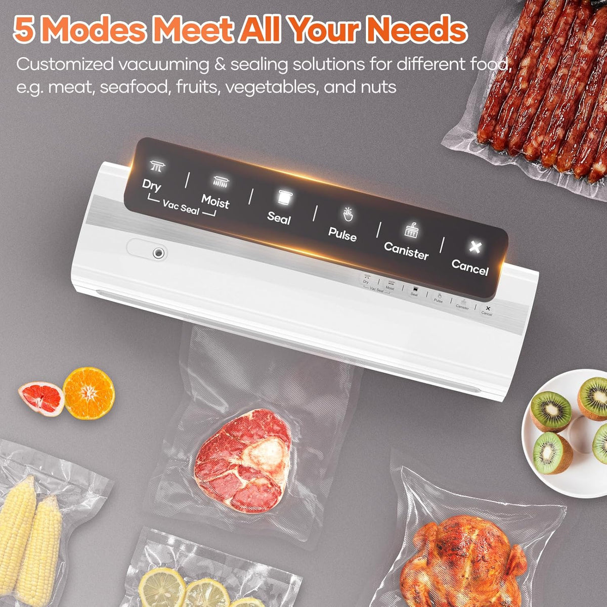 Vacuum Sealer Machine With Vacuum Sealer Bags, Dry/Moist Compact Full Automatic Food Sealer, Air Sealer Machine with Vacuum Seal Rolls, Bag Cutter,