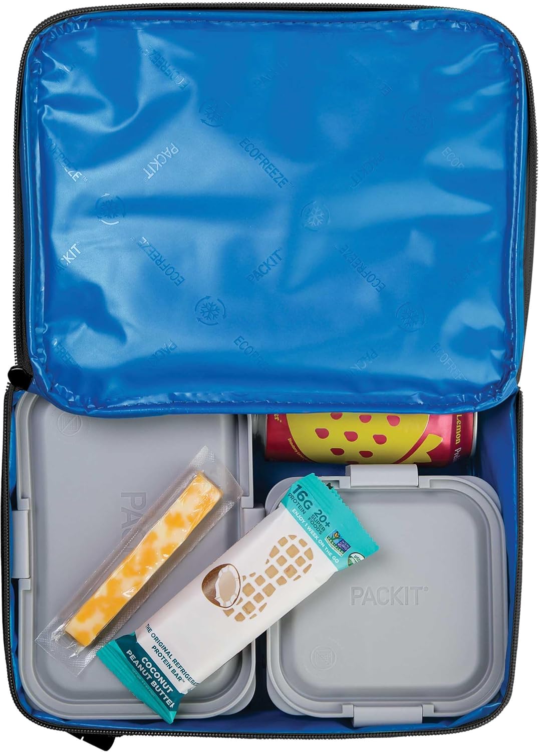 PackIt Freezable Classic Lunch Box, Black, Built with EcoFreeze® Technology, Collapsible, Reusable, Zip Closure With Zip Front Pocket and Buckle Handle, Designed for Fresh Lunches