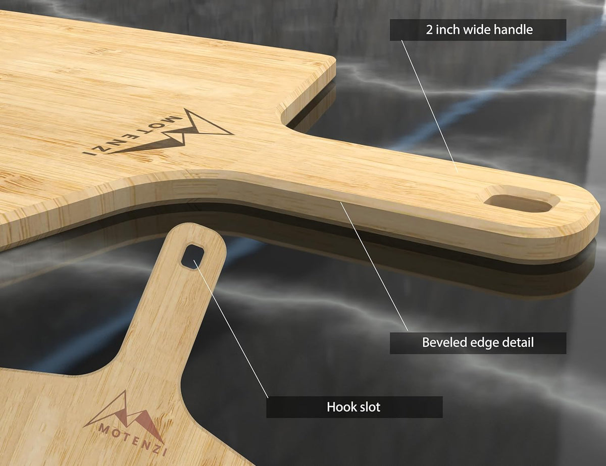 Bamboo Pizza Peel With Cutter and Server, Bamboo Pizza Board Wooden Pizza Paddle Spatula Oven Accessory for Baking Homemade Pizza, Wood Cutting Board for Cheese Bread Fruit Vegetables