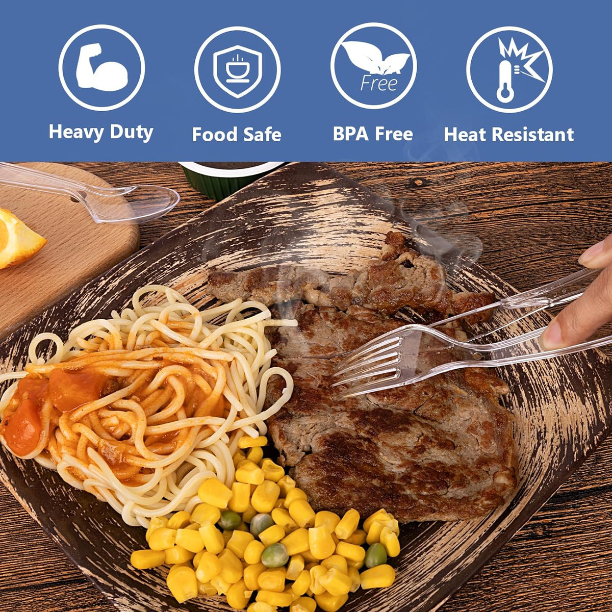 1000 Count Plastic Silverware Heavy Duty - 500 Spoons, 500 Forks, BPA-Free, Heat Resistant, Disposable Plastic Utensils Set, Plastic Cutlery Set, Plasticware Bulk for Party