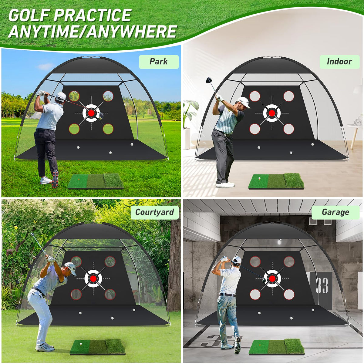 Zensouds Golf Net, 10x7FT with Golf Practice Mat