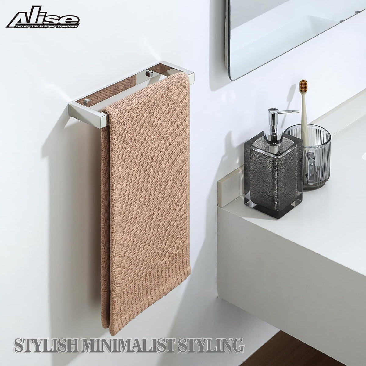 Alise Bath Towel Bar,Wall Mount Towel Holder Towel Rack Towel Hanger for Bathroom Lavatory,8 Inch SUS304 Stainless Steel Towel Rail,Polished Chrome GJF020-C