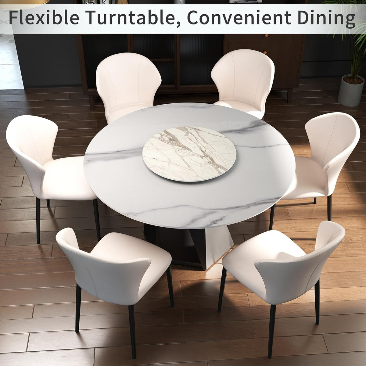 19.69" Lazy Susan for Table Top Sintered Stone Rotating Serving Tray for Dining Table, Kitchen Lazy Susan Organizer Spinning Rotating Food Server Party Centerpieces