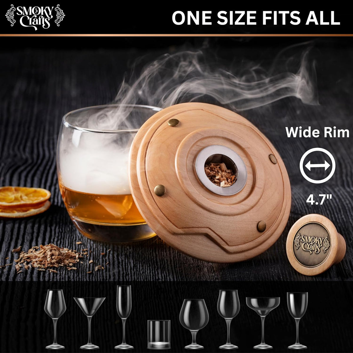Cocktail Smoker Kit with Torch - Whiskey Smoker Kit comes with Saturn-Shaped Smoke Infuser, Culinary Torch, Cotton Bag and Wood Chips (Apple & Cherry) - Gifts for Men (Without Butane)