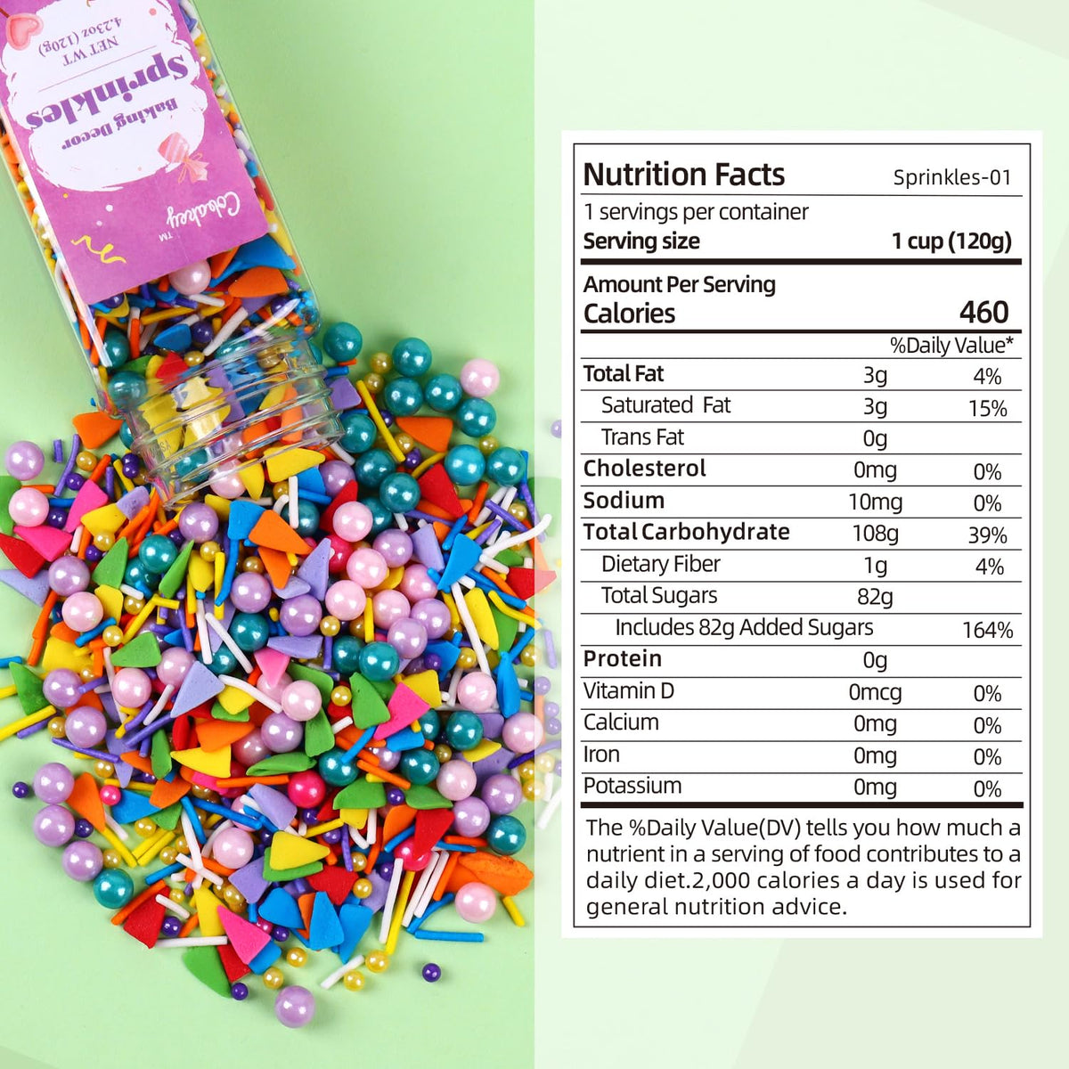 Rainbow Sprinkles for Cake Decorating 4.23ounce - Colored Pearl Sprinkles for Cupcake Toppers, Ice Cream, Candy, Cookie Decorations - Birthday & Holiday Party Supplies