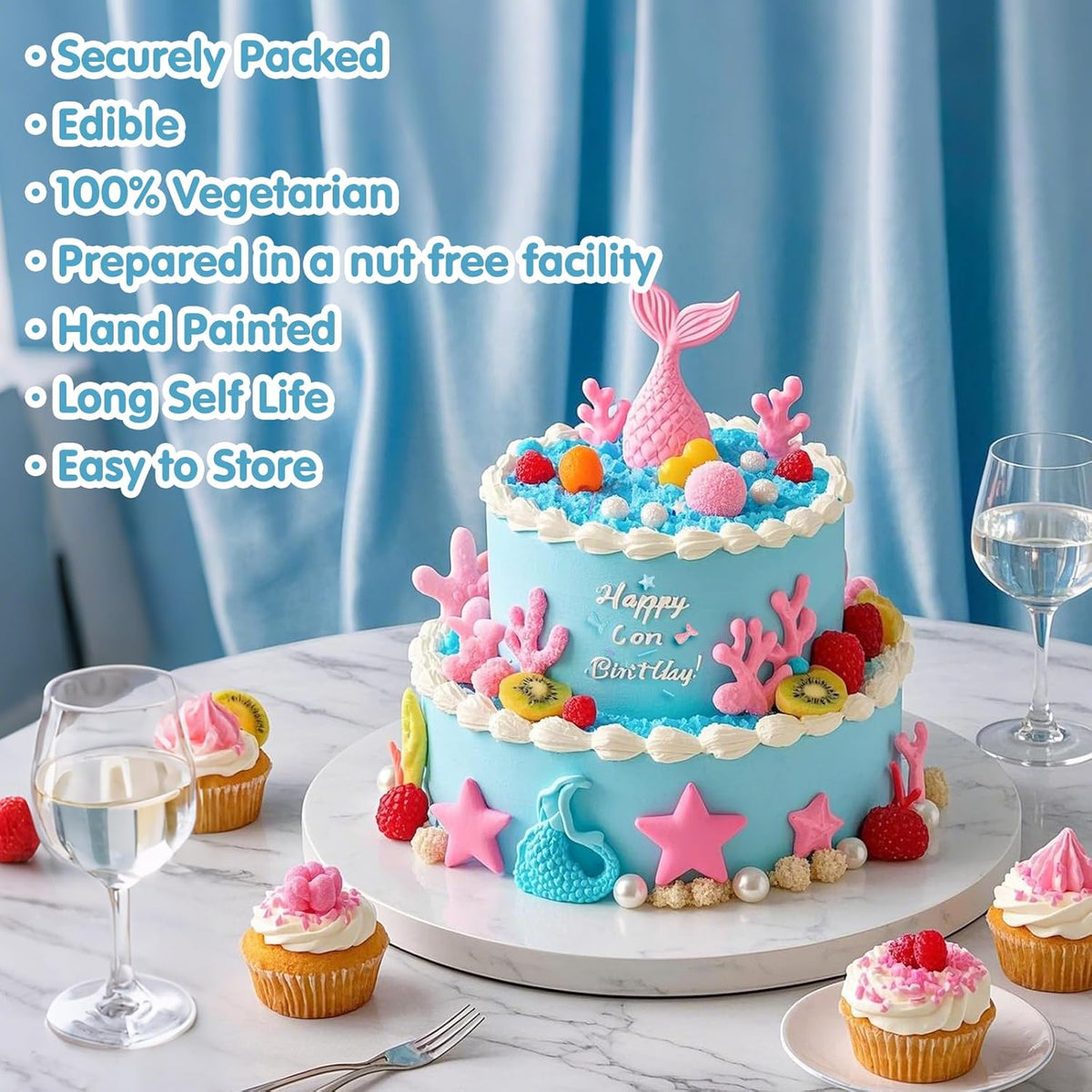 Mermaid Sprinkles,Edible Sugar Pearl Stars Jimmies Mix 130g/4.58oz,Pearl Candy Ocean Sprinkles,Summer Baking Cake Fun Decorations,Perfect for Baking,Ice Cream,Cookies,Dessert,Cupcake Topper,Birthday Children's Day Party Supplies ﻿