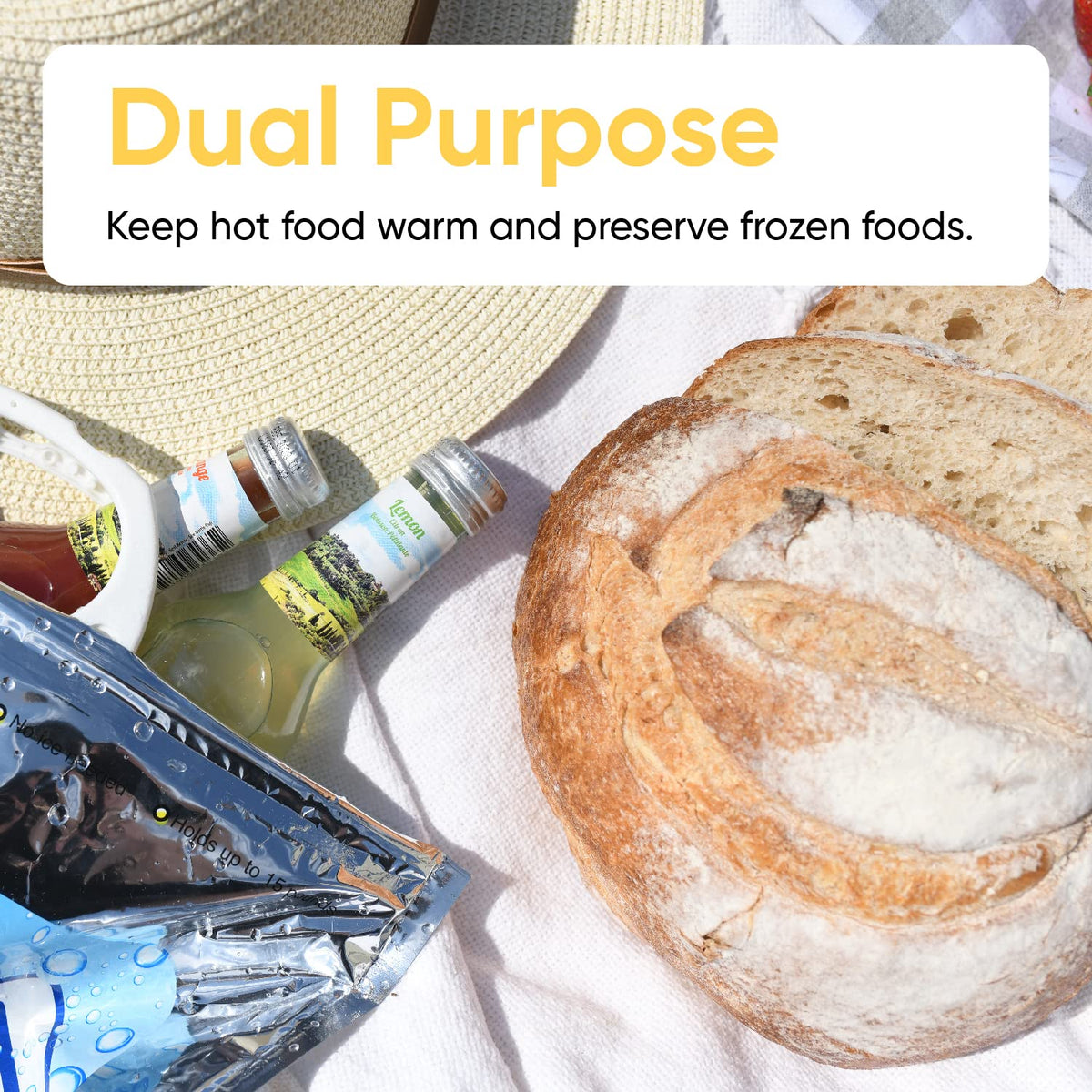 Superio Hot and Cold Insulated Bags for Food Delivery, Grocery Shopping Bags, Food Storage for Hot and Frozen Food for Travel, Disposable Cooler Bag, Reinforced Thermal Lunch Bag (2, 15.5"x13")