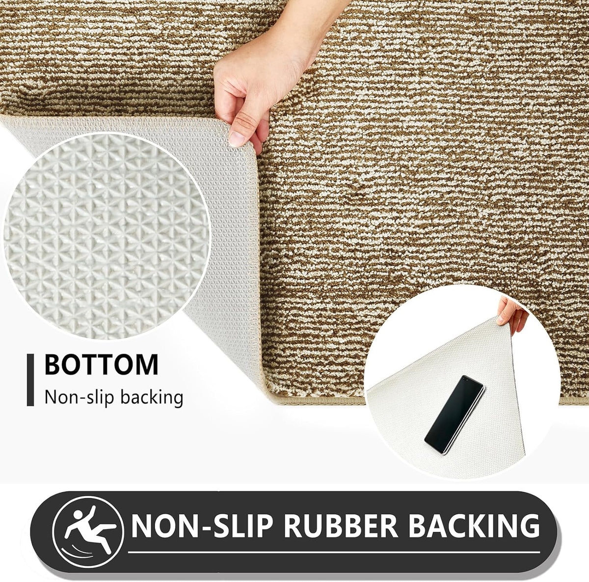 REFETONE Indoor Doormat, Front Door Mat 32"x48" Absorbent Rubber Backing Non Slip Back Door Mats, Washable Low-Profile Inside Floor Mat Door Rugs for Entryway, Resist Dirt Mud Mat for Dogs, Coffee