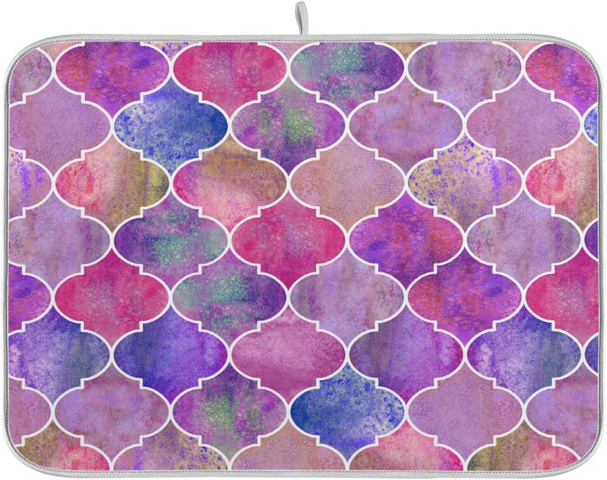 senya Super Absorbent Dish Drying Mat, Microfiber Fast-Drying Dish Mat, 24' x 18', Kitchen Dish Drying Pad, Vintage Decorative Moroccan, 18x24in, (g295080331p523c558s1114)