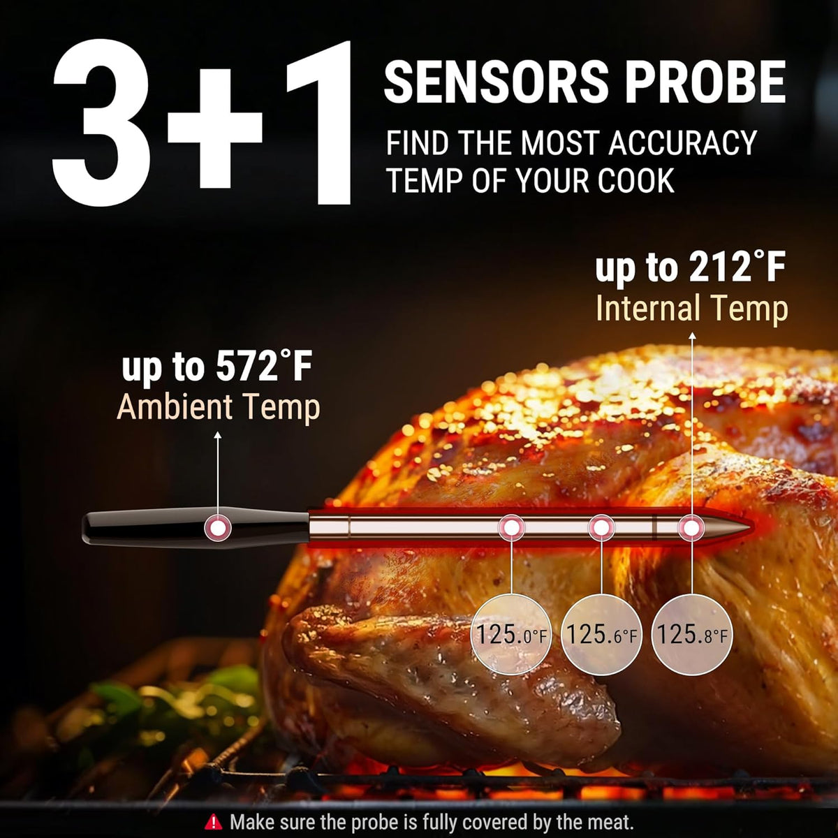 TempSpike Wireless Meat Thermometer Digital with App, WiFi & Bluetooth BBQ Grill Thermometer with High Precision, Waterproof & Heat-Resistant Probes, Rechargeable Base with Display for BBQ Smoker Oven