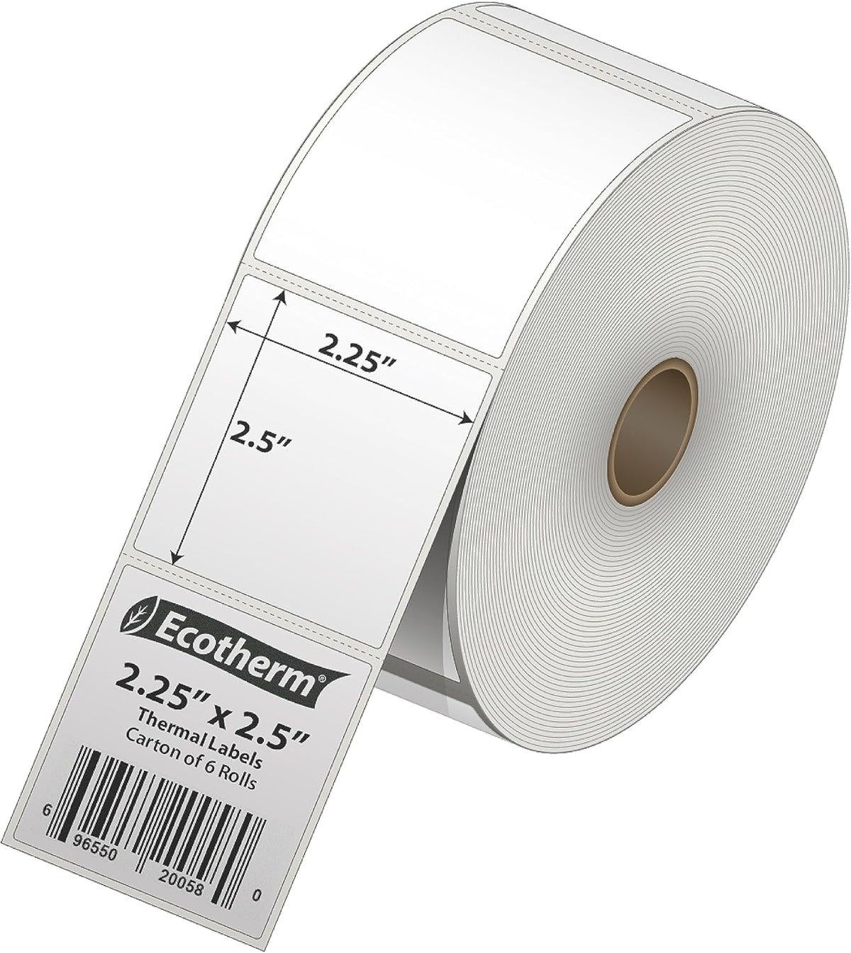2.25" x 2.5" Thermal Labels | 6 Rolls | 6000 Labels | fits Zebra, Munbyn, Rollo, Godex, Arkscan, iDPRT, Offnova Thermal Label Printers and More | Blank White Adhesive Stickers by Ecotherm