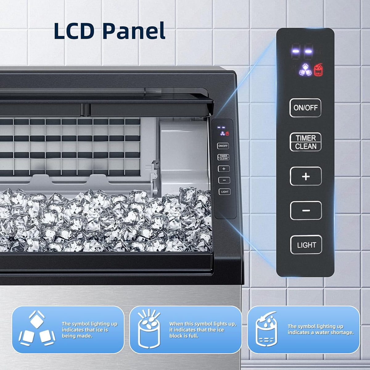 Antarctic Star Commercial Ice Maker Machine 79Lbs/24H, Self-Cleaning, Ice Scoop, Freestanding Ice Cube Machine for Home, Bar, Restaurant, Coffee Shop