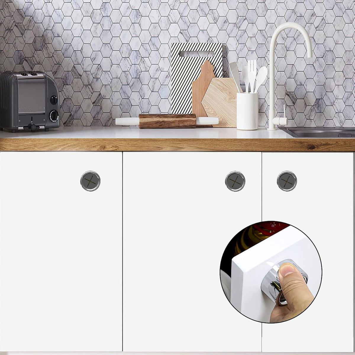 9 Pieces Kitchen Towel Hooks Round Adhesive Dish Towel Hook Premium Chrome Finish & Easy Installation Wall Mount Hand Towel Hook Ideal as Bathroom, Shower or Outdoor Towel Holders