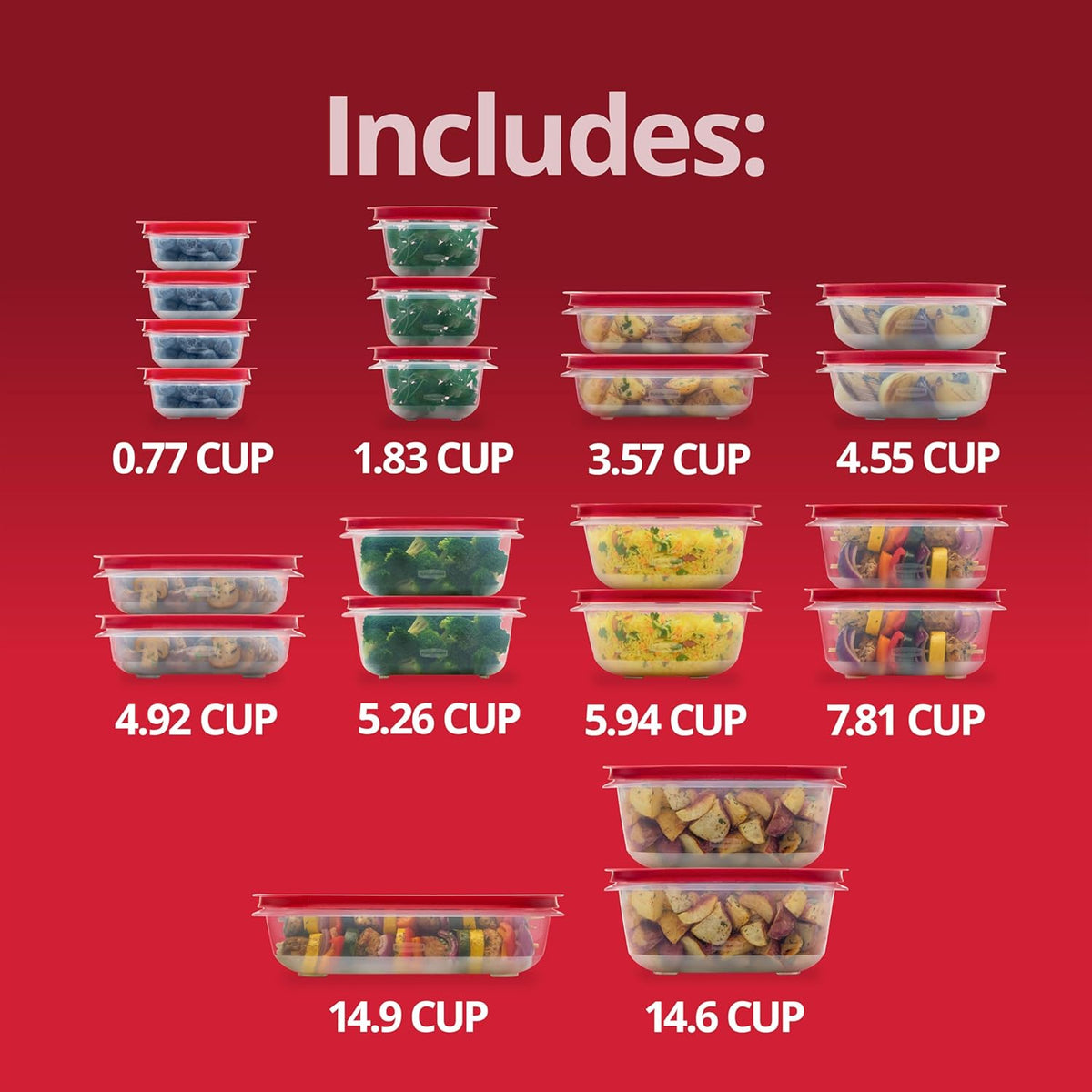 Rubbermaid EasyStore Containers, 44-Piece Set, Food Storage Containers, Food Storage Containers with Lids