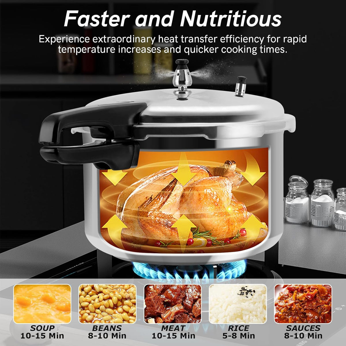 BreeRainz 12 Quart Pressure Cooker, Aluminum Pressure Canner w/Cooking Rack for Steaming,Canning and Stewing, Silver