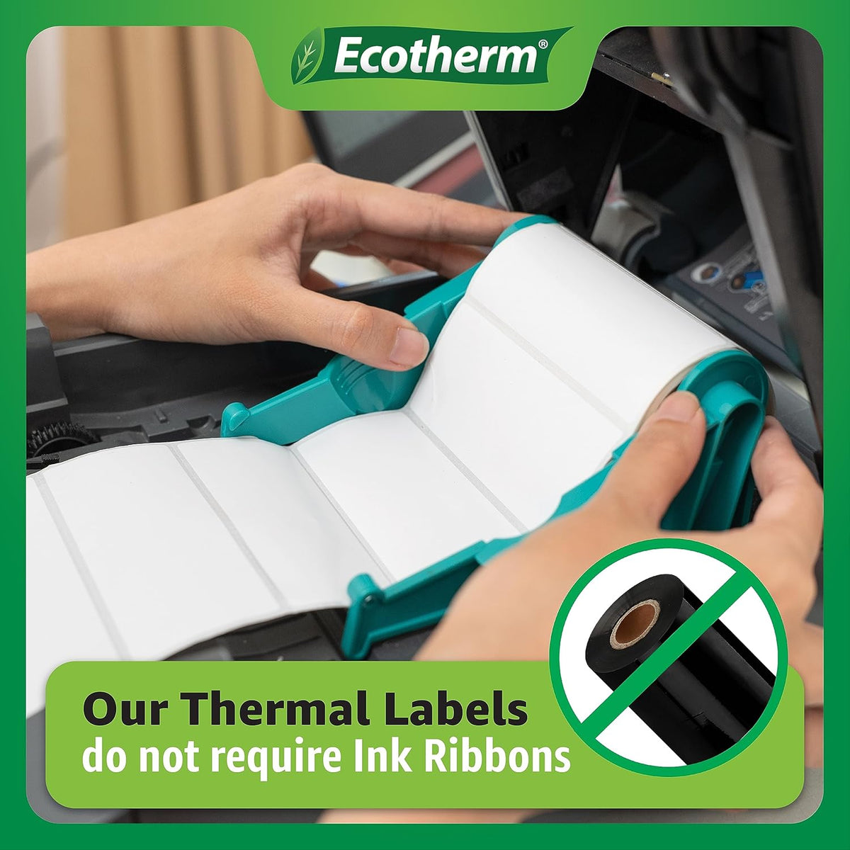 2.25" x 2.5" Thermal Labels | 6 Rolls | 6000 Labels | fits Zebra, Munbyn, Rollo, Godex, Arkscan, iDPRT, Offnova Thermal Label Printers and More | Blank White Adhesive Stickers by Ecotherm