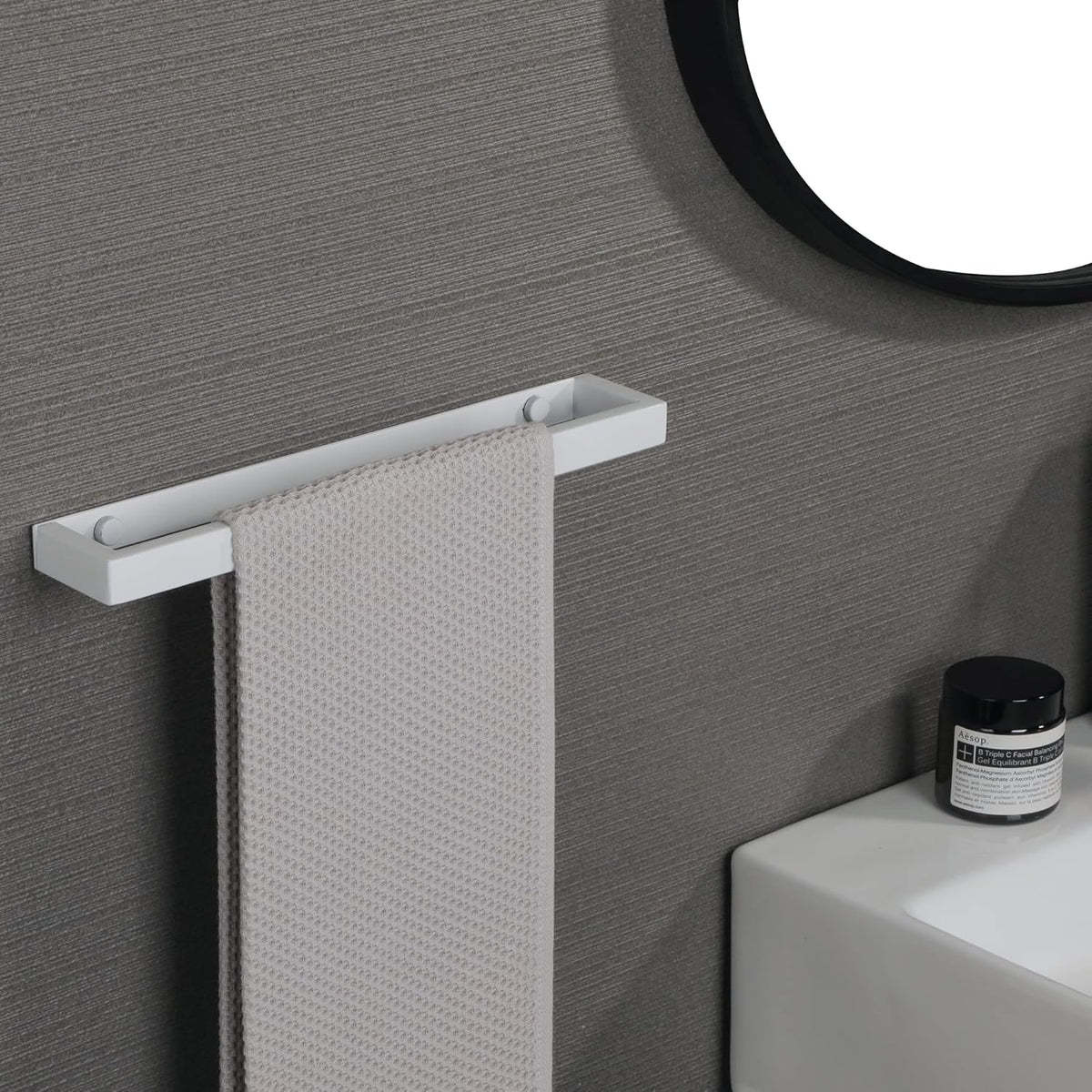 Alise Bath Towel Bar,Wall Mount Towel Holder Towel Rack Towel Hanger for Bathroom Lavatory,12 Inch SUS304 Stainless Steel Towel Rail,White Finish GJF030-W