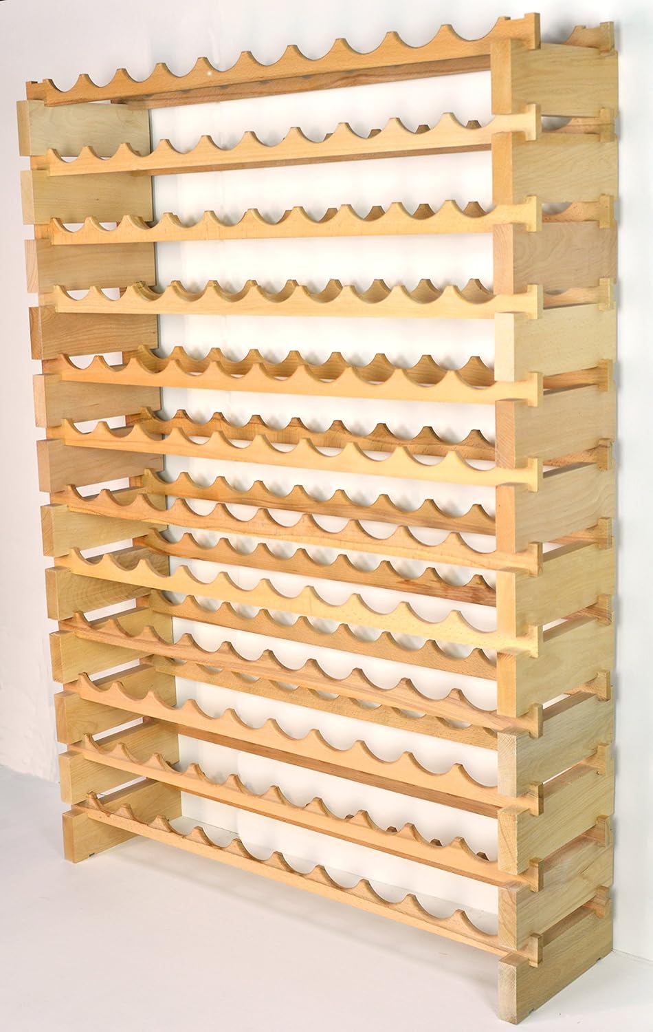 sfDisplay.com,LLC. Modular Wine Rack Beechwood 40-120 Bottle Capacity 10 Bottles Across up to 12 Rows Newest Improved Model (120 Bottles - 12 Rows)