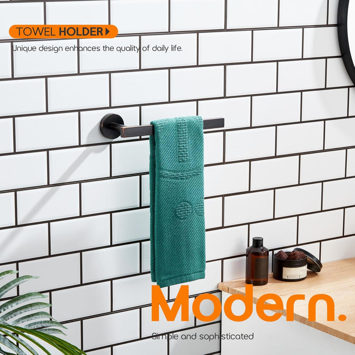 Bath Towel Rings Bathroom Towel Holder Modern Small Hand Towel Bars Stainless Steel Wall Mounted Oil Rubbed Bronze AN3001ORB