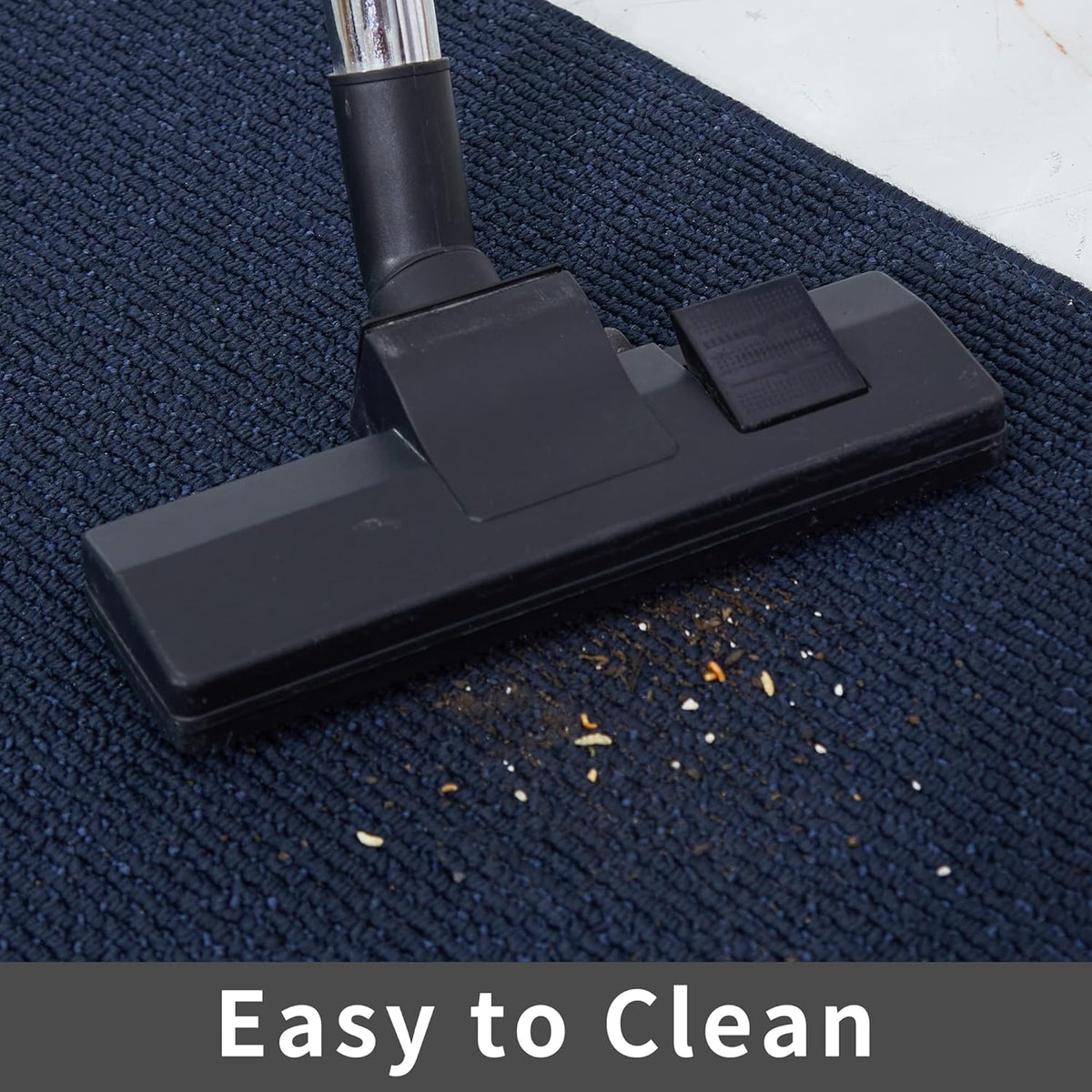 COSY HOMEER 20X48 Inch Kitchen Rug Mats Made of 100% Polypropylene Strip TPR Backing Soft Kitchen Mat Specialized in Anti Slippery and Machine Washable,for Kitchen, Floor Home,Office,Sink,Laundry,Navy