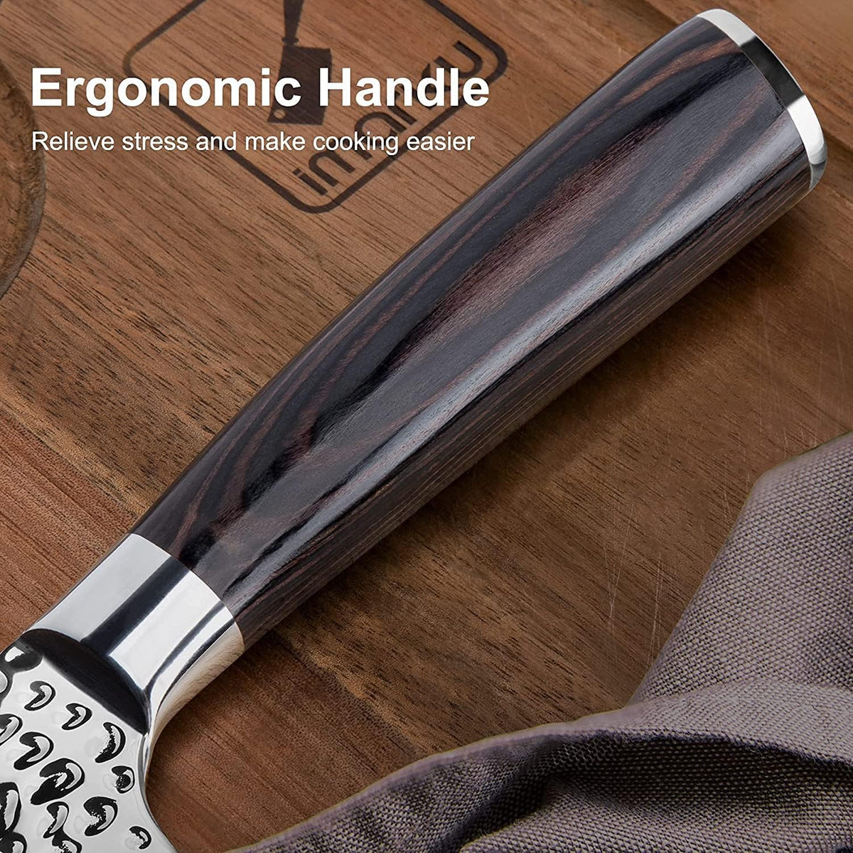 imarku Chef Knife - 8 inch Japanese Knife HC Stainless Steel Ultra Sharp Kitchen Knife Hand-Hammered Design, Damascus Chef Knife with Ergonomic Handle, Cooking Knife for Kitchen, Birthday Gifts
