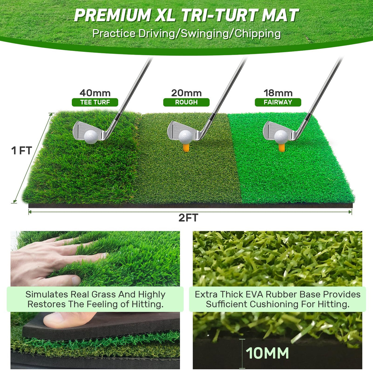 Zensouds Golf Net, 10x7FT with Golf Practice Mat