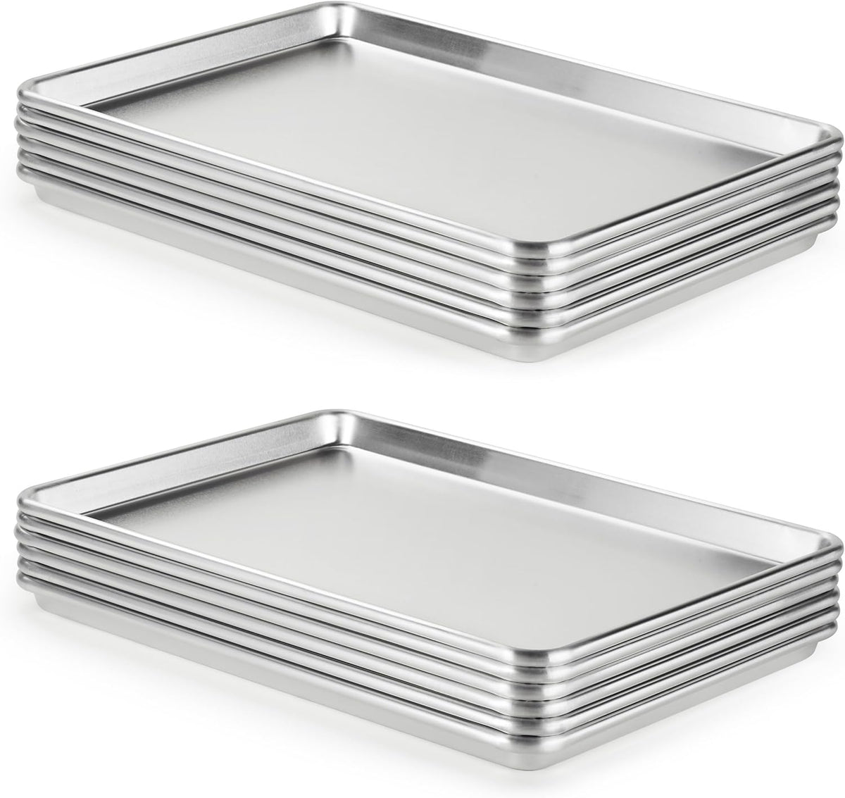 CURTA 12 Pack Aluminum Sheet Pan, NSF Listed Half Size 18 x 13 inch Commercial Bakery Cake Bun Pan, Baking Tray