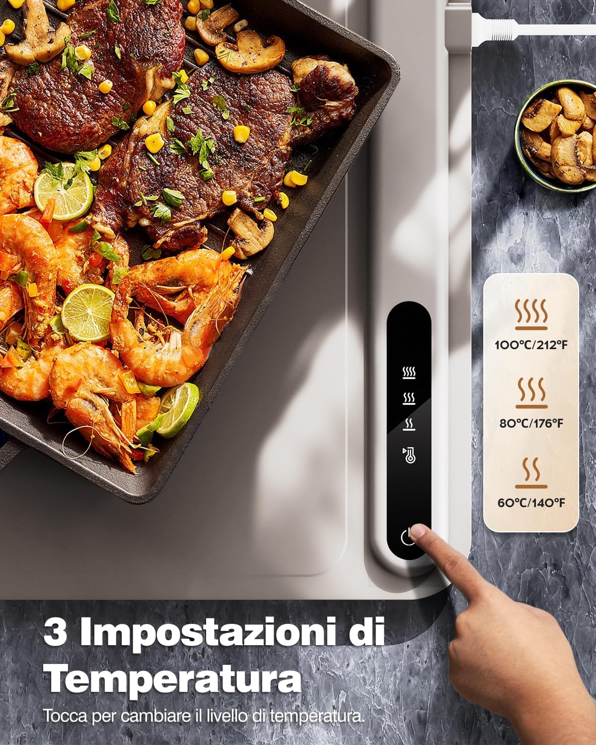 Electric Warming Tray - Full Surface Heating,Rollable & Portable,Premium Silicone Nano-Material,3 Temperature Settings,Auto Shut-Off -Versatile Food Warmer for Gatherings,Parties,Everyday Use