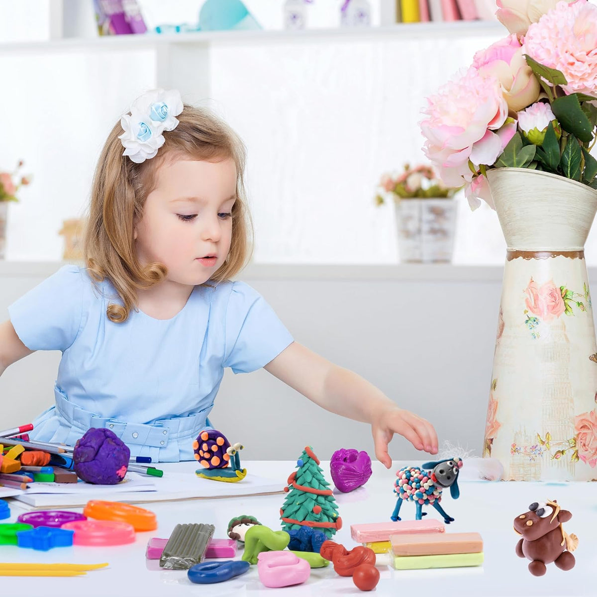 Polymer Clay Kits 50 Colors,Modeling Clay for Kids DIY Mold Oven Bake Clay with Storage Box Sculpting Tools and Accessories,for Kids Adult and Artist Friendly Ideal Gifts