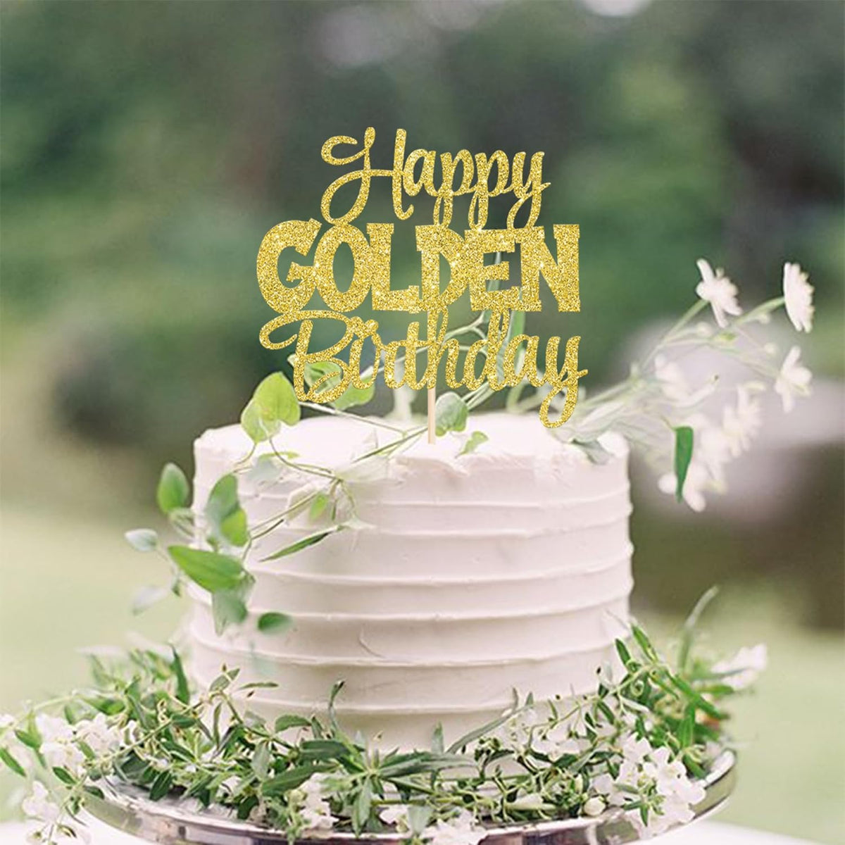 1 PCS Happy Golden Birthday Cake Topper Gold Glitter Birthday Cake Pick 1/13/16/18/21/30/40/60/70/80/90th Cake Decorations for Celebrating 50th Anniversary Theme Party Supplies