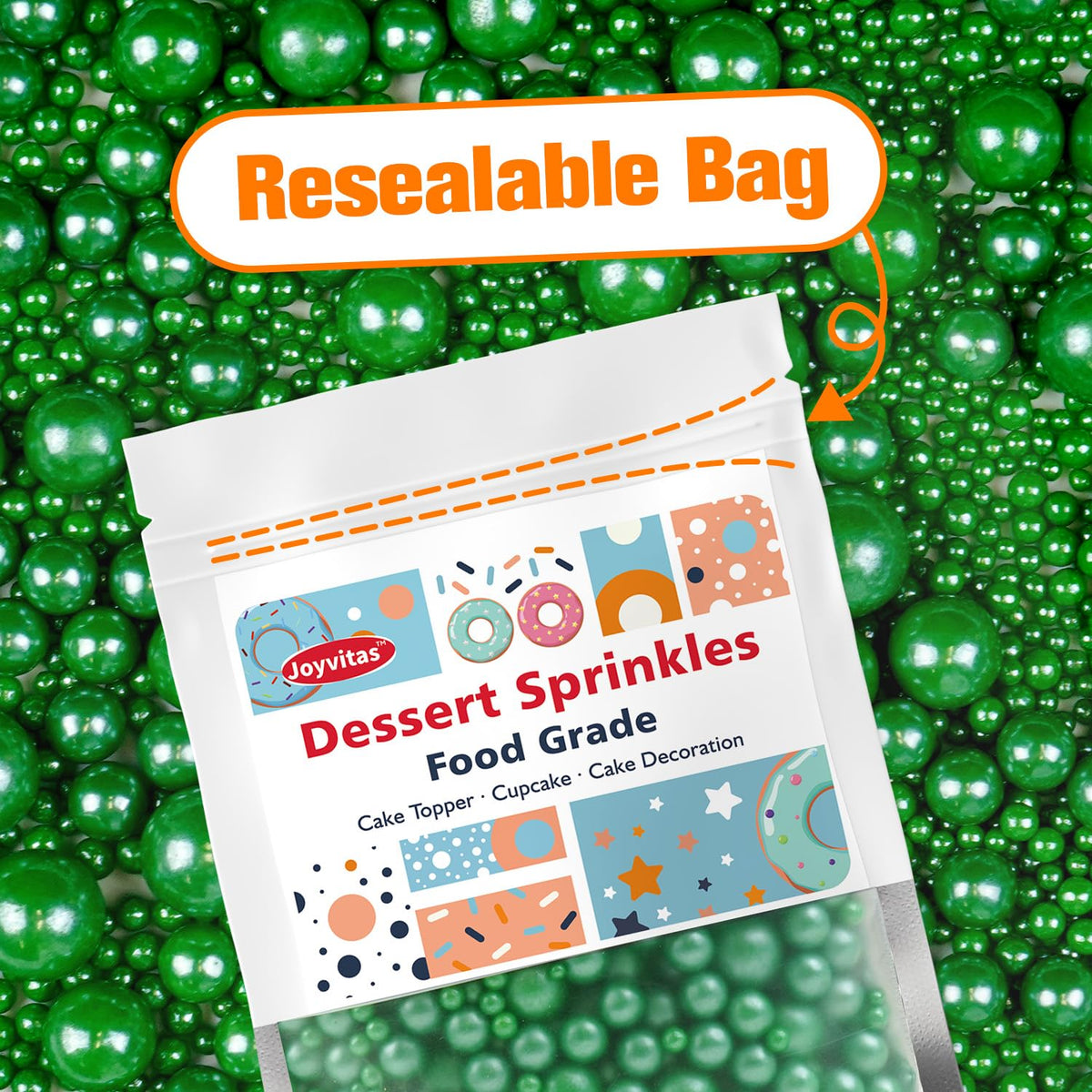Deep Green Pearl Sugar Sprinkles, Edible Candy Pearls, 150g/5.29oz, Green Sprinkles for Cake Decorating, Baking Cake Decorations, Ice Cream Toppers, Cupcakes, Wedding Party Chirstmas Supplies