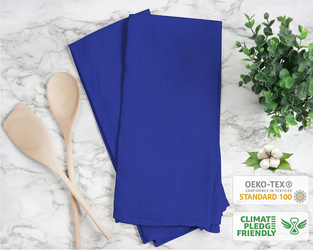 RUVANTI Flour Sack Towels 24 Pack 28x28 Inch, 100% Cotton Tea Towel, Reusable, Machine Washable, Absorbent BarTowels - Dish Cloth Perfect for Drying Dishes & Cleaning - Navy