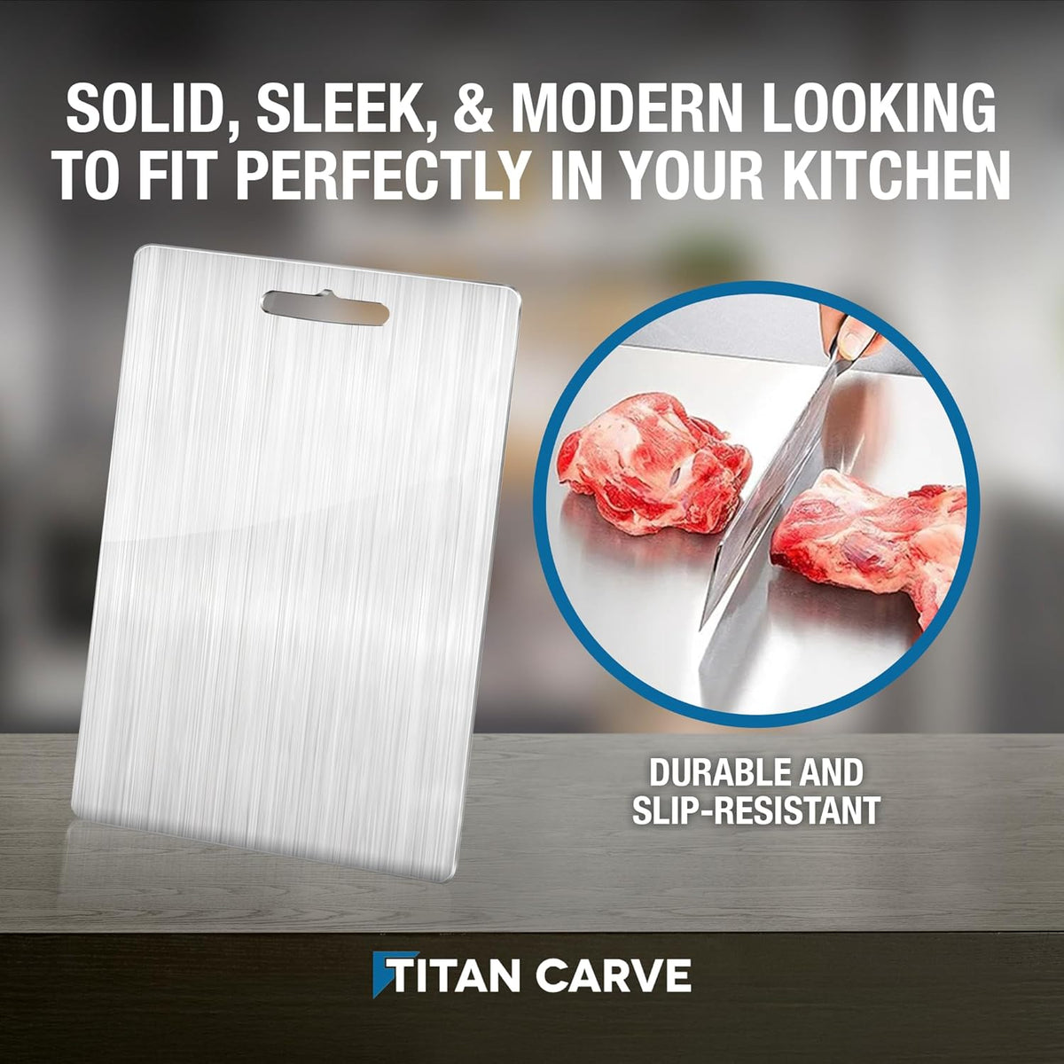 Titan Carve Titanium Cutting Board | Double-Sided Metal Titan Carve Cutting Board for Kitchen Chopping Board Dishwasher Safe, Rustproof & Durable for Meat & Vegetables | 13.4 x 9 Inches