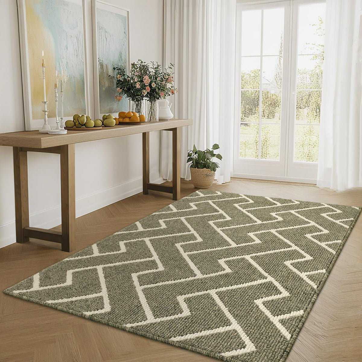 hicorfe Kitchen Rugs and Mats,Kitchen Mats for Floor,47"x71" Non Slip Runner Rug,Absorbent Resist Dirt Comfort Standing Mat Machine Washable for Entryway,Hallway,Front of Sink(Green)