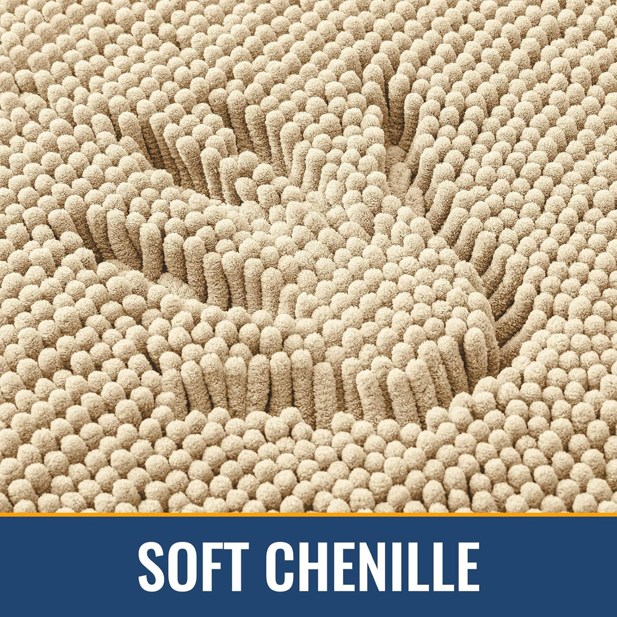 Arotive Bathroom Rugs 24x16, Extra Soft Absorbent Shaggy Chenille Bath Rugs, Machine Washable Rubber Backing Non-Slip Bath Mats for Bathroom Floor Tub and Shower, Home Decor Accessories, Beige