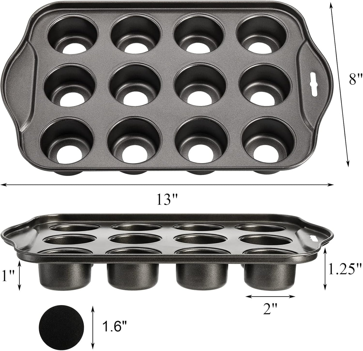 Tosnail 2 Pack 12 Cavity Mini Cheesecake Pan with Removable Bottom