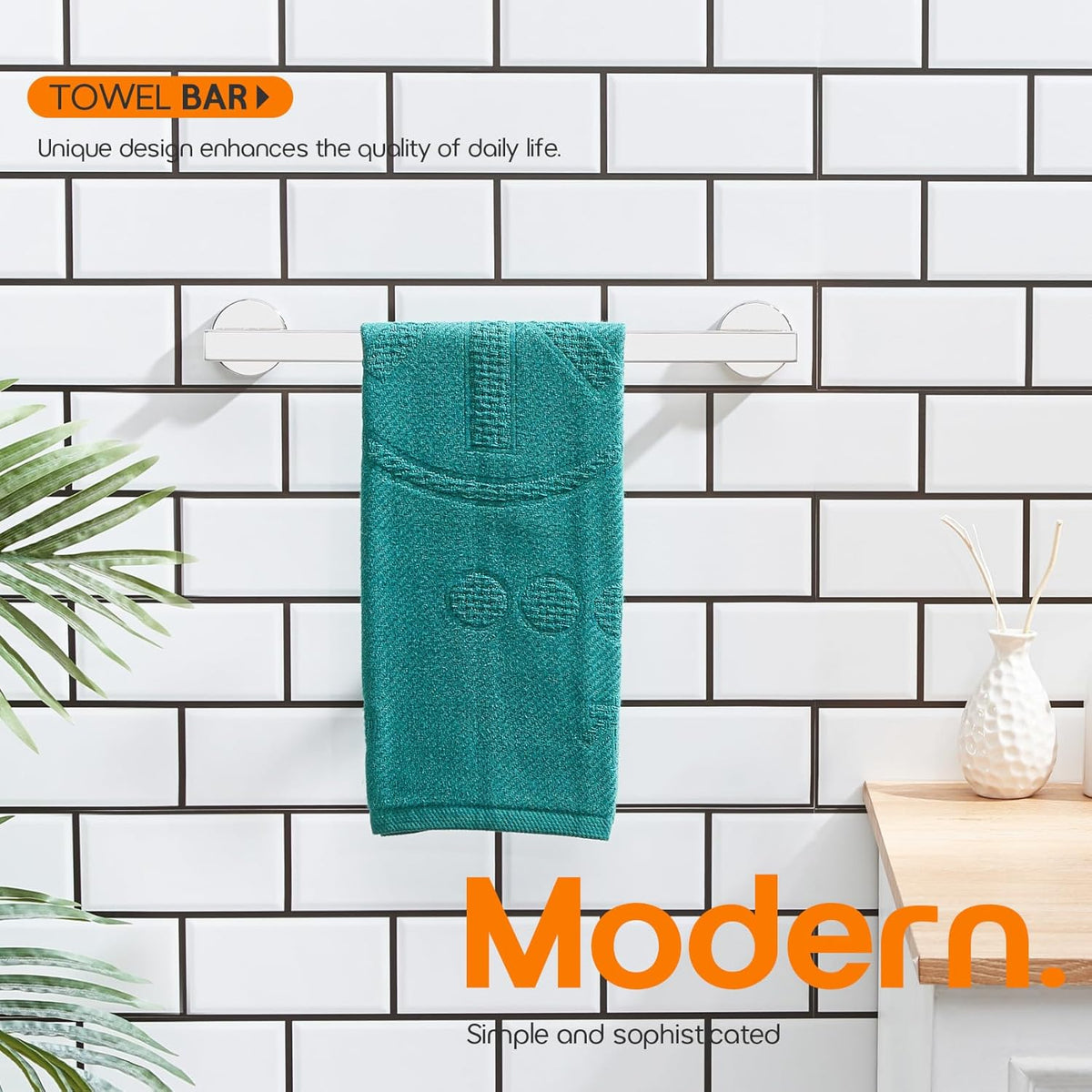 16 Inch Bathroom Towel Bar Bath Towel Rack Kitchen Towel Holder Towel Hanger Wall Mounted SUS304 Stainless Steel Polished Chrome AN4001CH-L16