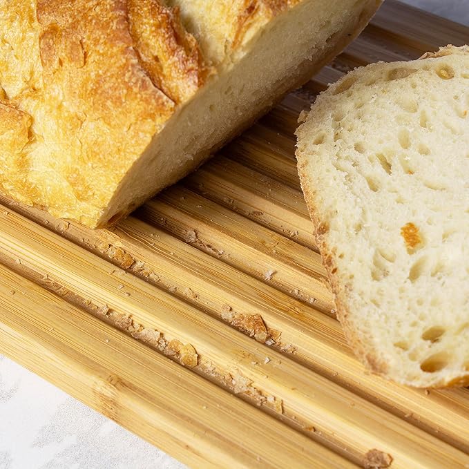 Totally Bamboo Bread Box for Kitchen Countertop – Bamboo Wood Bread Storage Container with Removable Cutting Board Lid and Crumb Catcher | Bread Bin for Loaves and Baked Goods