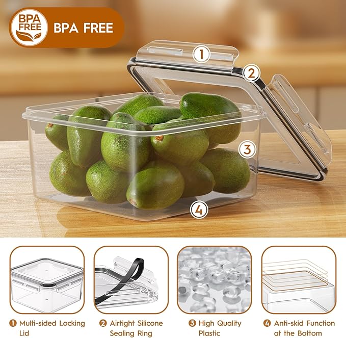 52 PCS Food Storage Containers with Lids Airtight (26 Containers & 26 Lids), Leak proof Meal Prep Container Set for Kitchen Storage, BPA-free, PVC-free Plastic, Microwave/Dishwasher Safe, Labels & Pen
