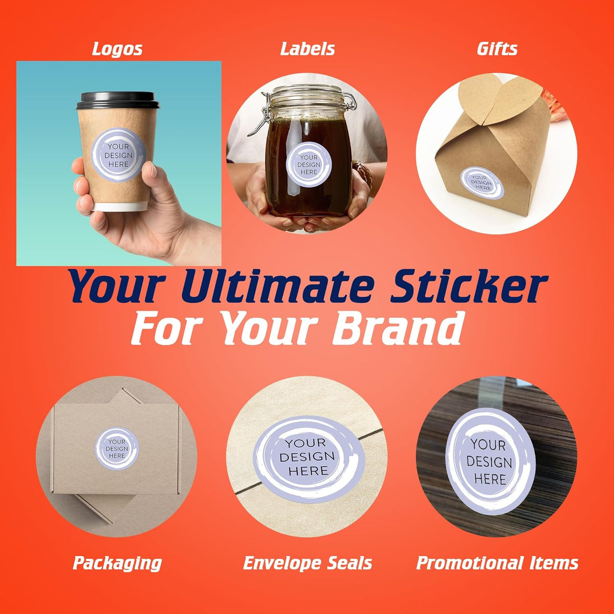 100 Custom Vinyl Stickers - Upload Your own Image, Text, Design, Logo - Personalized Logo Labels for Handmade, Packaging, Bottle, Jars, Candle, Brand Stickers (Lavender Swirls, 2x2)