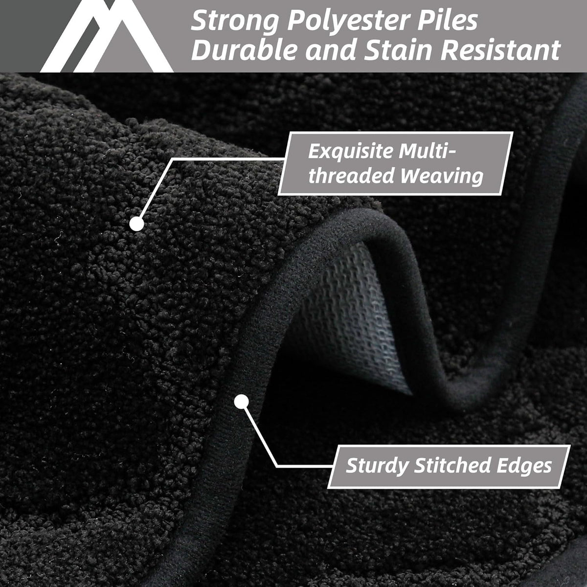 COSY HOMEER Soft Kitchen Floor Mats for in Front of Sink Super Absorbent Kitchen Rugs and Mats 20"x79" Non-Skid Kitchen Mat Standing Mat Washable,Polyester,Black
